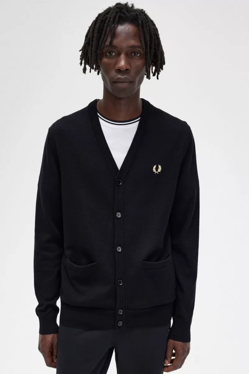 cárdigan clásico fred perry para hombre color negro