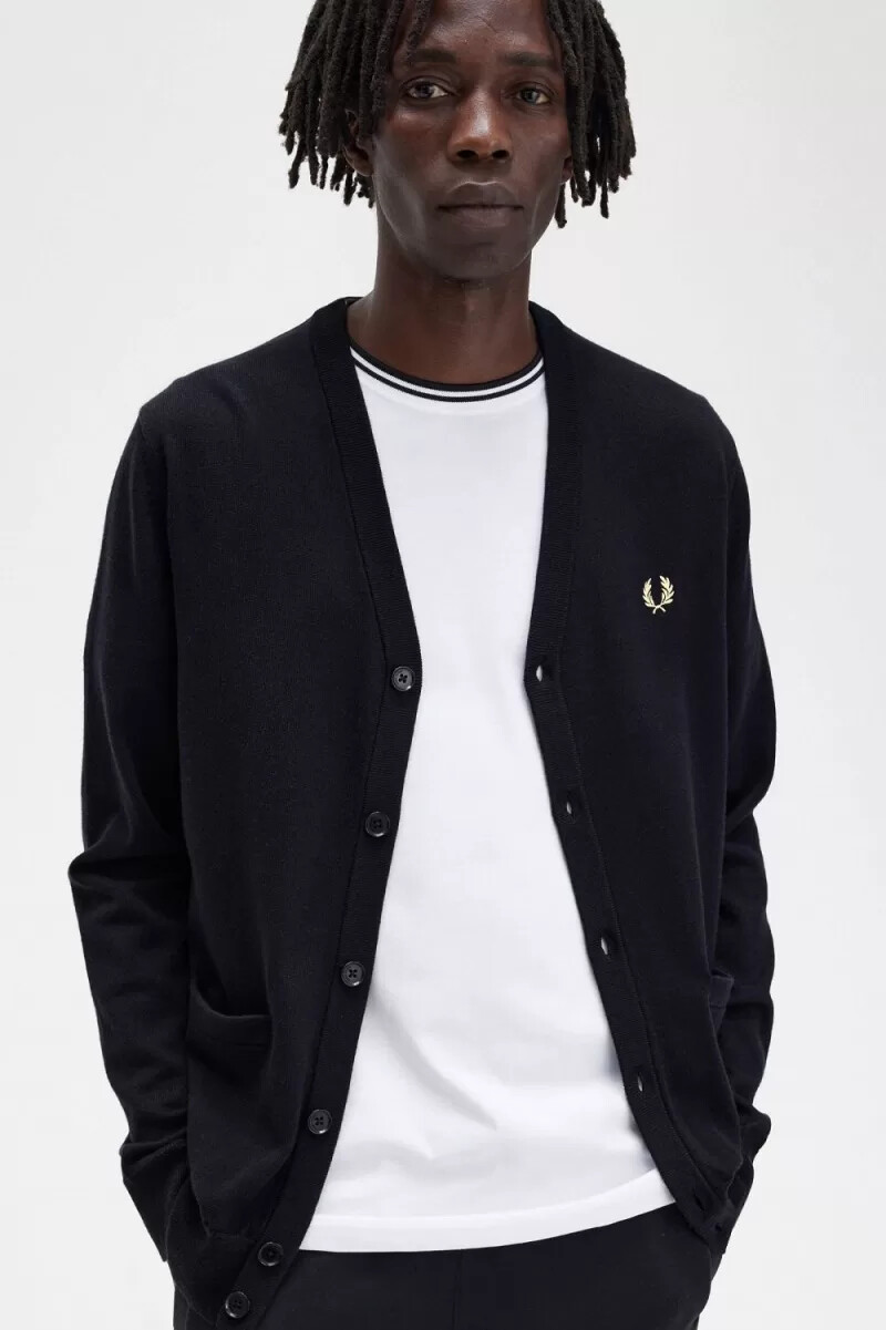 cárdigan clásico fred perry para hombre color negro