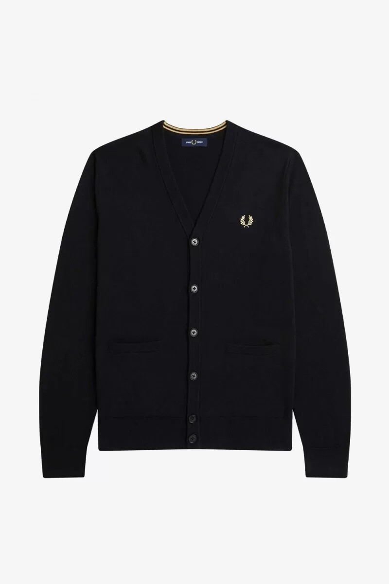 cárdigan clásico fred perry para hombre color negro