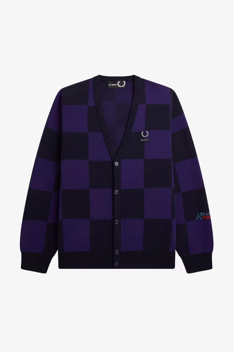 cárdigan de cuadros de fred perry para hombre azul marino