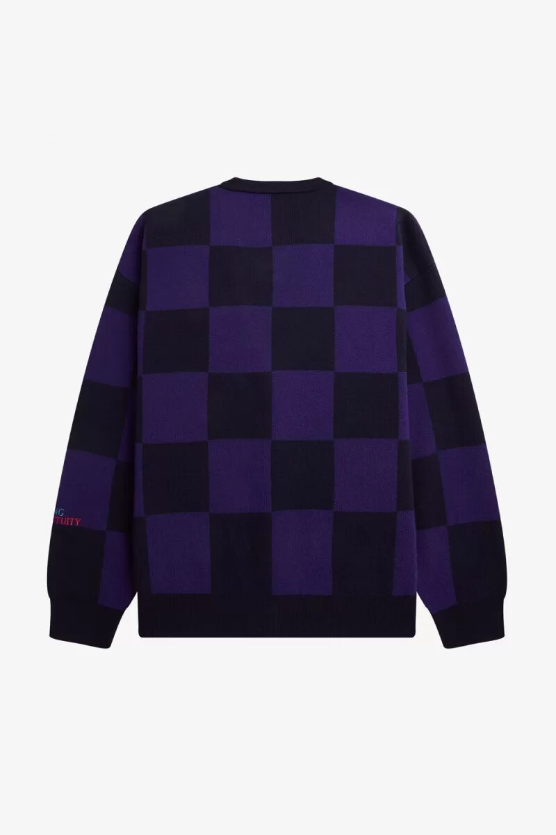 cárdigan de cuadros de fred perry para hombre azul marino