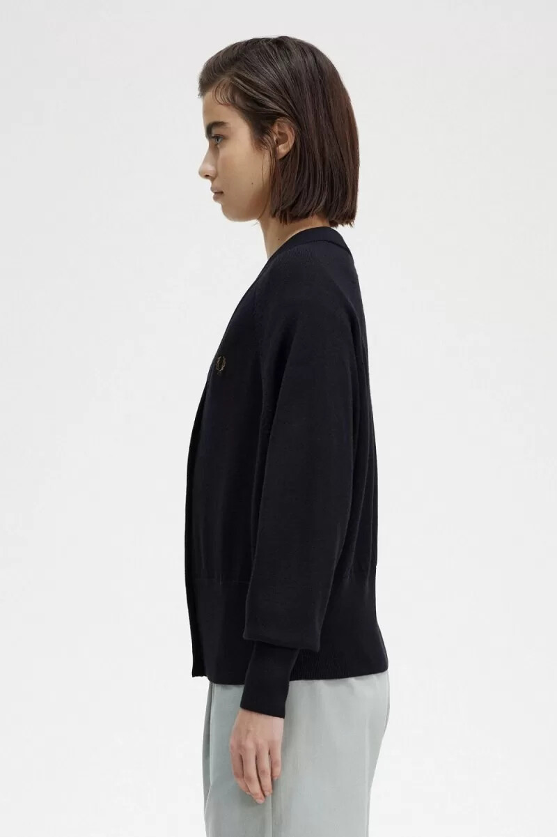 cárdigan fred perry con cuello en v para mujer color azul marino