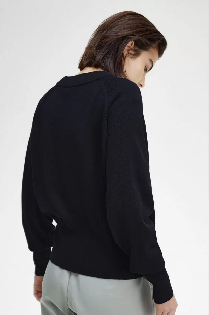 cárdigan fred perry con cuello en v para mujer color azul marino