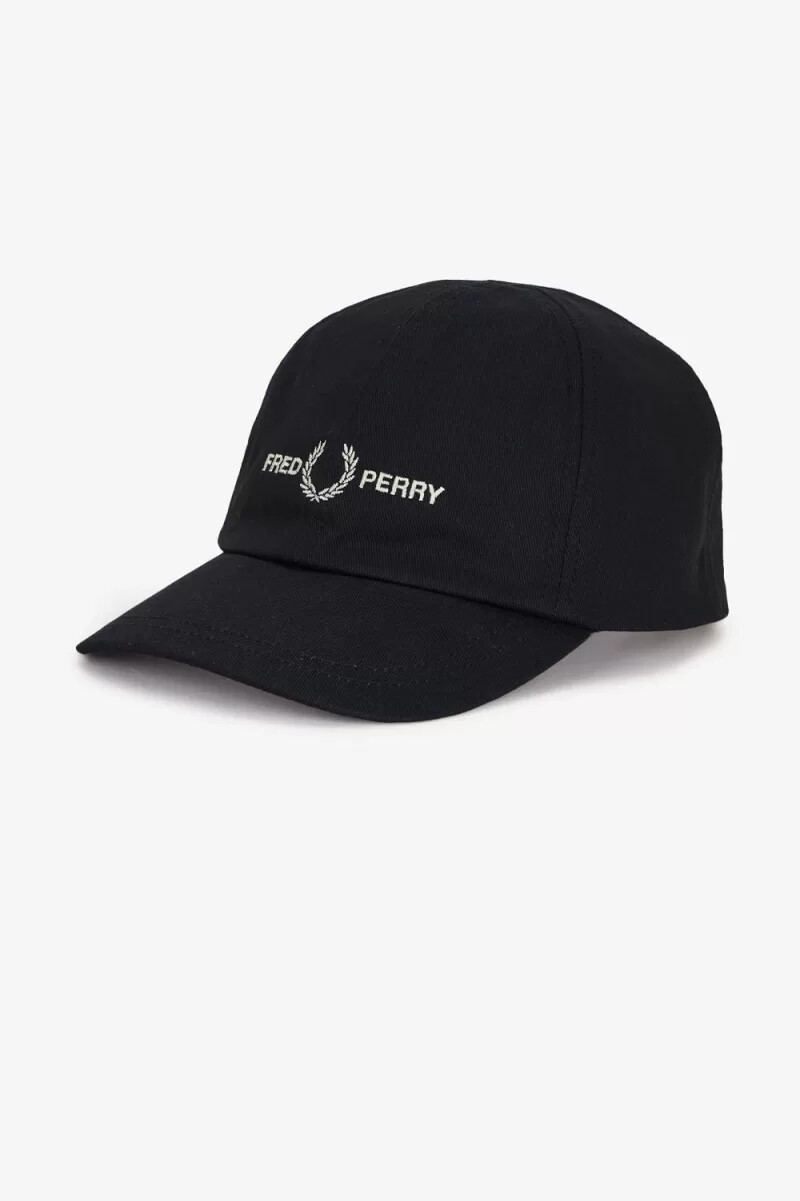 gorras de sarga con estampado gráfico de fred perry para hombre color negro y gris cálido