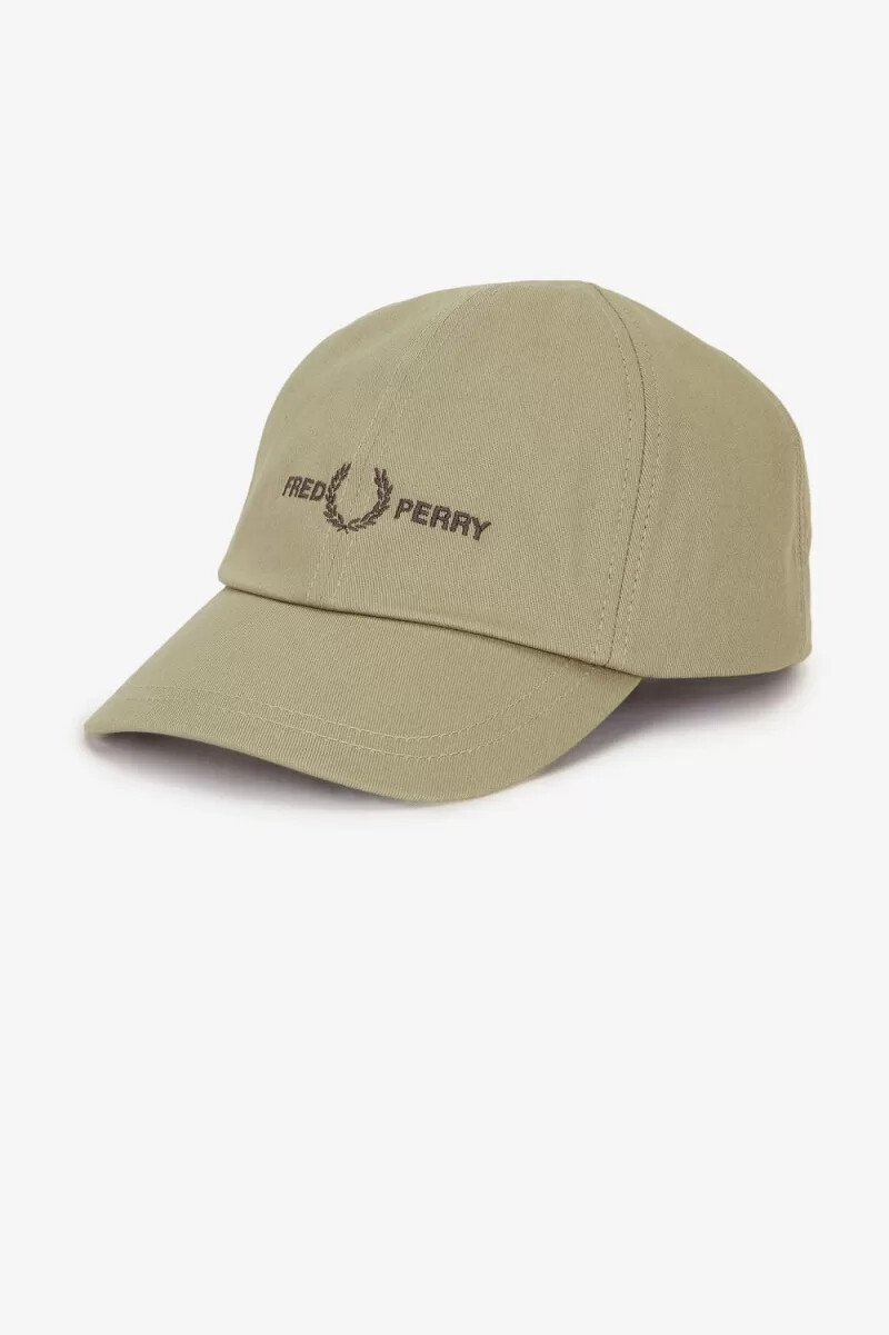 gorras de sarga con estampado gráfico de fred perry para hombre color gris cálido
