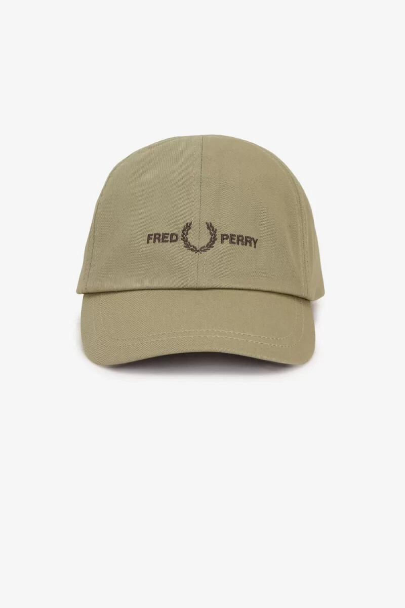 gorras de sarga con estampado gráfico de fred perry para hombre color gris cálido