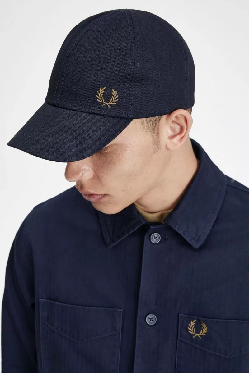 gorras fred perry herringbone para hombre azul marino