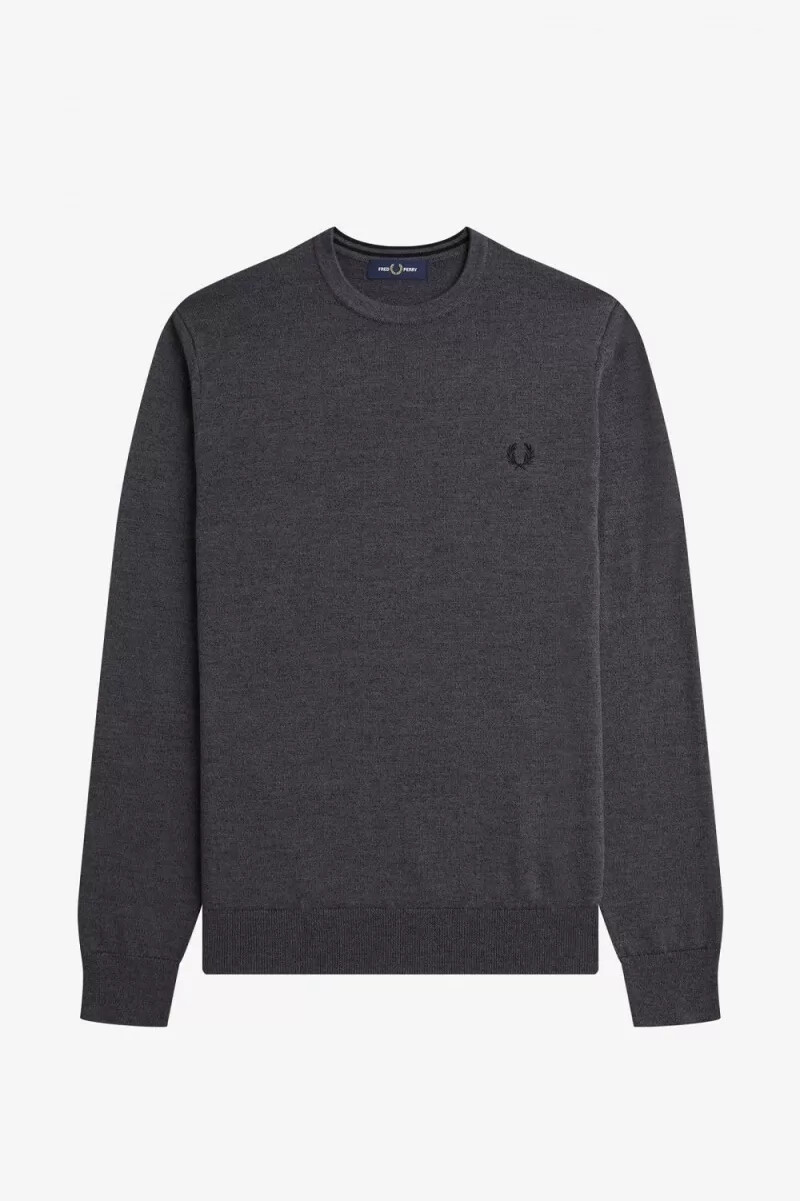 jersey clásico de cuello redondo fred perry para hombre en gris oscuro jaspeado