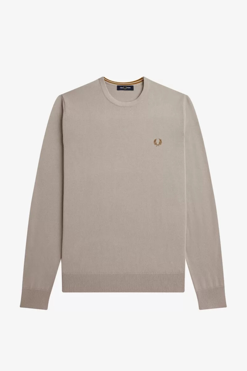 jersey clásico de cuello redondo fred perry para hombre en color avena oscuro