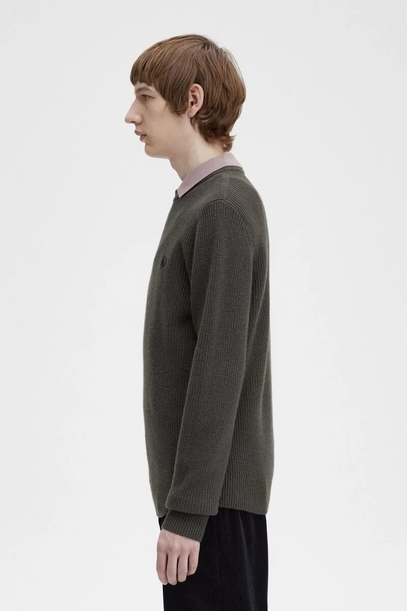 jersey fred perry de lana de cordero texturizada para hombre color verde campo
