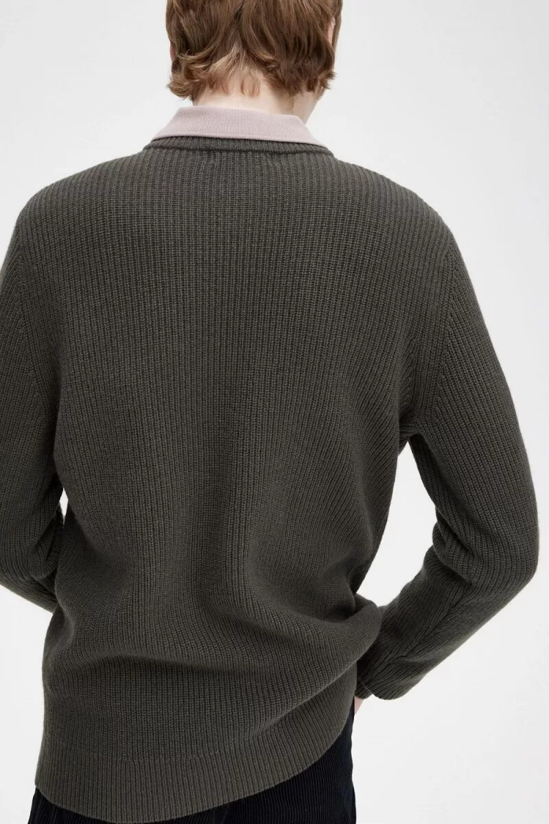 jersey fred perry de lana de cordero texturizada para hombre color verde campo