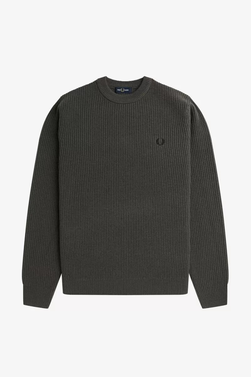 jersey fred perry de lana de cordero texturizada para hombre color verde campo