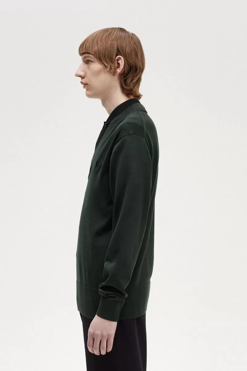 jersey fred perry con cuello en v para hombre en verde noche