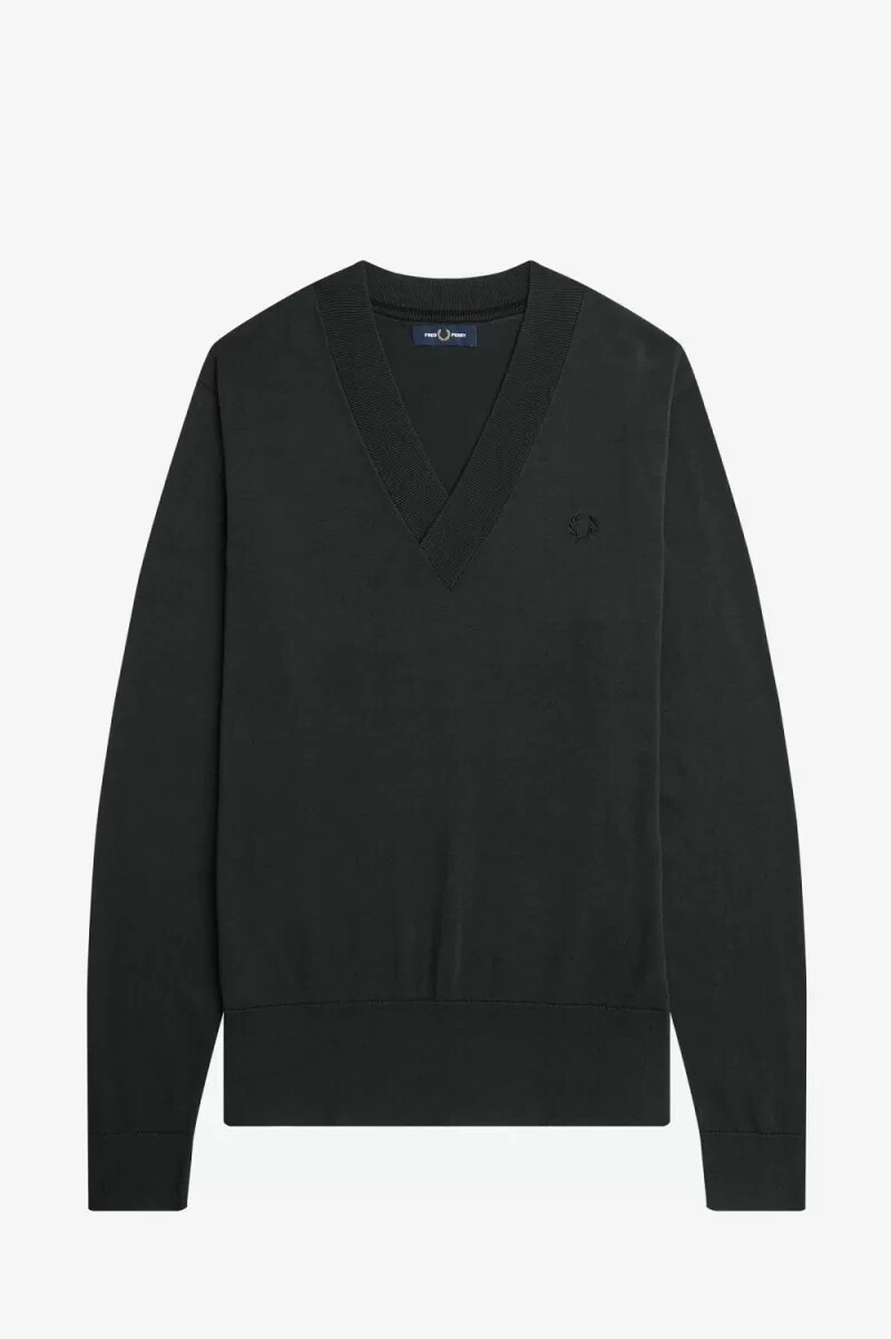 jersey fred perry con cuello en v para hombre en verde noche