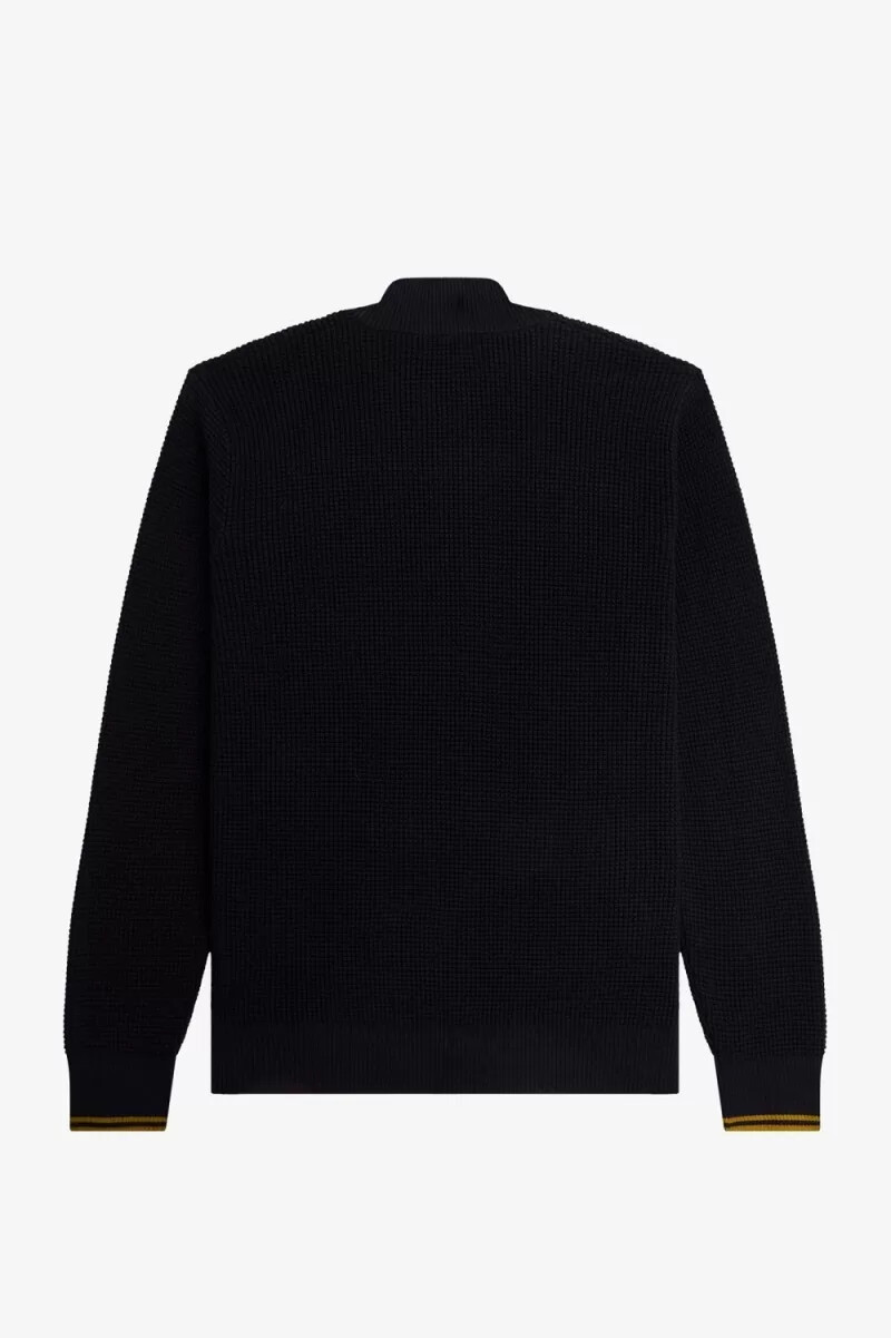 jersey fred perry con media cremallera y punto gofre para hombre color azul marino