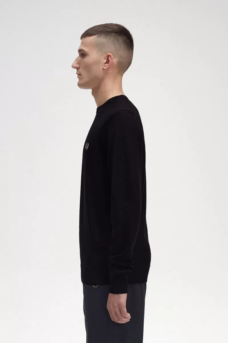 jersey clásico de cuello redondo fred perry para hombre color negro