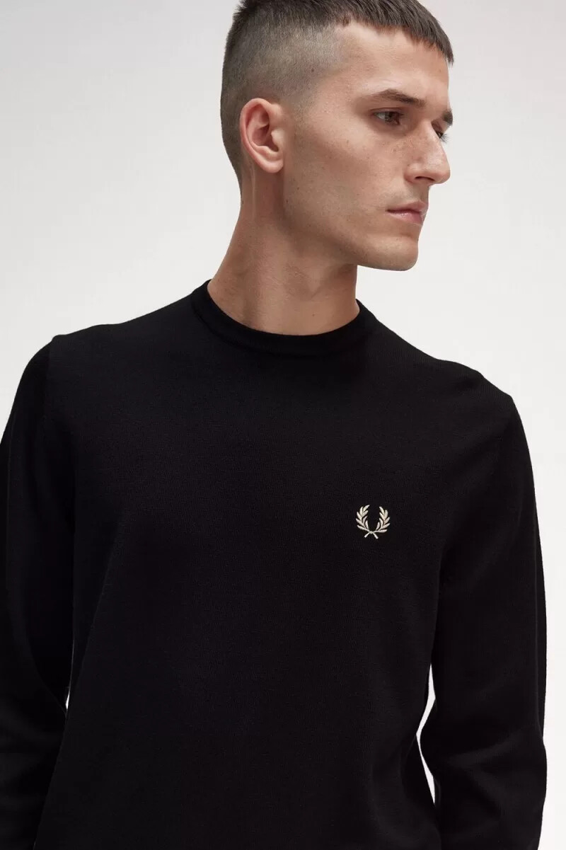 jersey clásico de cuello redondo fred perry para hombre color negro