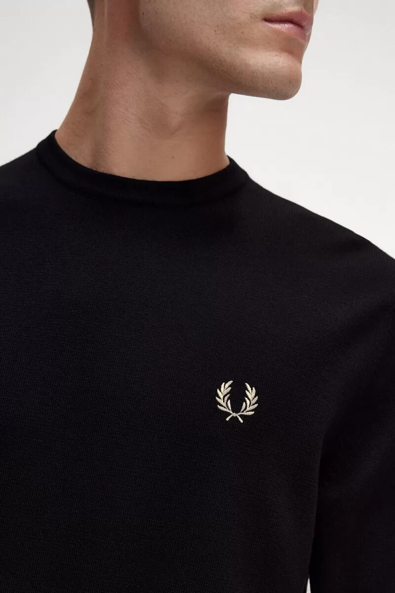 jersey clásico de cuello redondo fred perry para hombre color negro