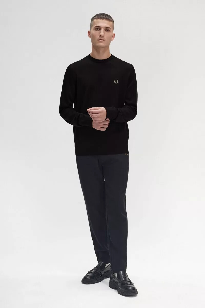 jersey clásico de cuello redondo fred perry para hombre color negro