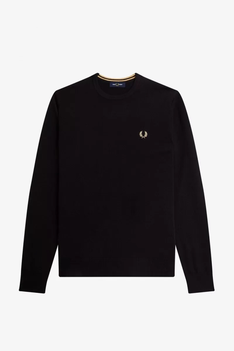 jersey clásico de cuello redondo fred perry para hombre color negro