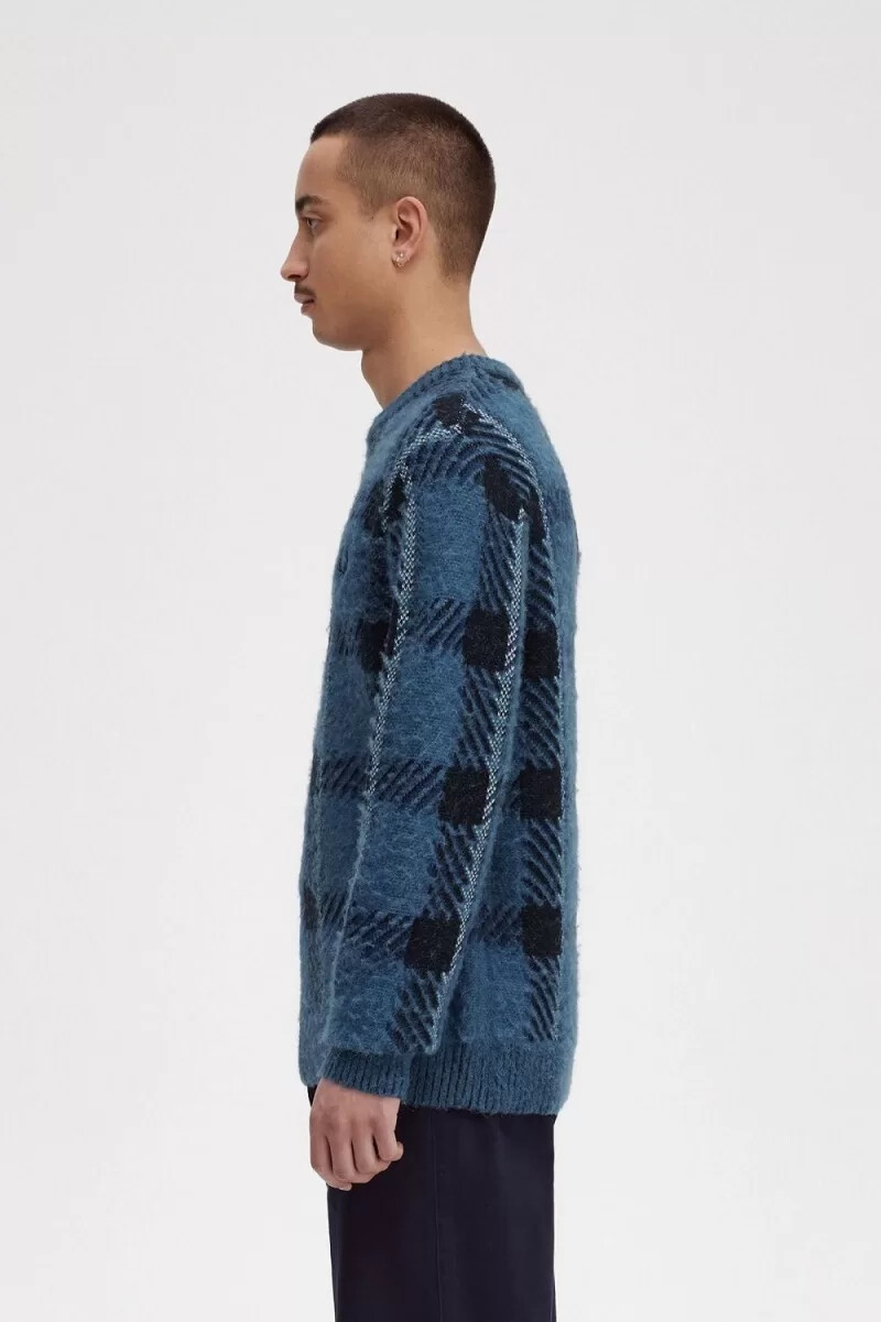 jersey fred perry glitch tartan para hombre azul medianoche