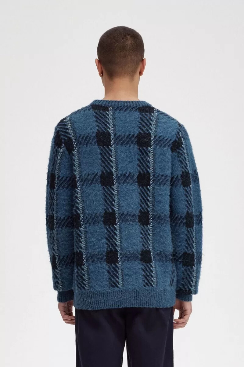 jersey fred perry glitch tartan para hombre azul medianoche