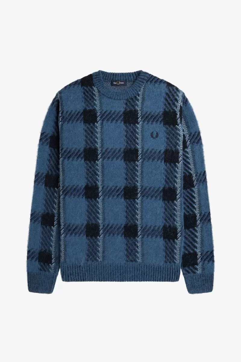 jersey fred perry glitch tartan para hombre azul medianoche