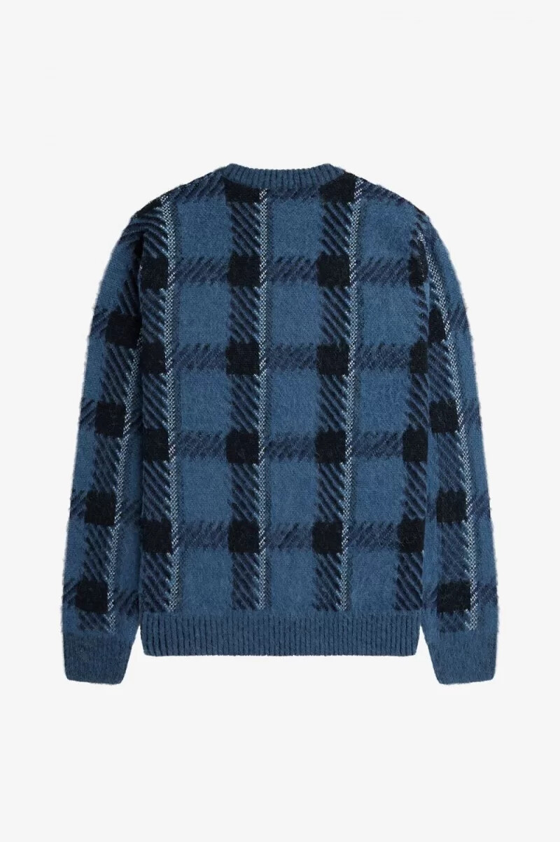 jersey fred perry glitch tartan para hombre azul medianoche