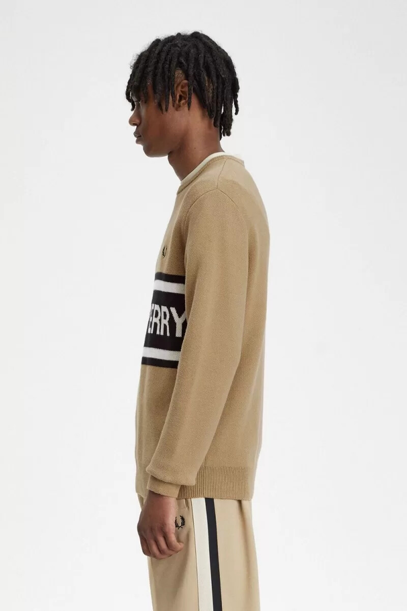 suéter gráfico fred perry para hombre verde