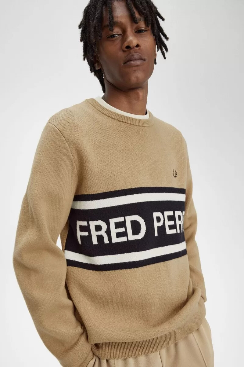 suéter gráfico fred perry para hombre verde