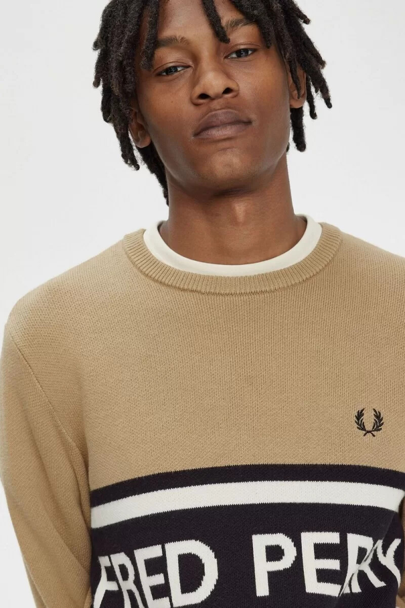 suéter gráfico fred perry para hombre verde