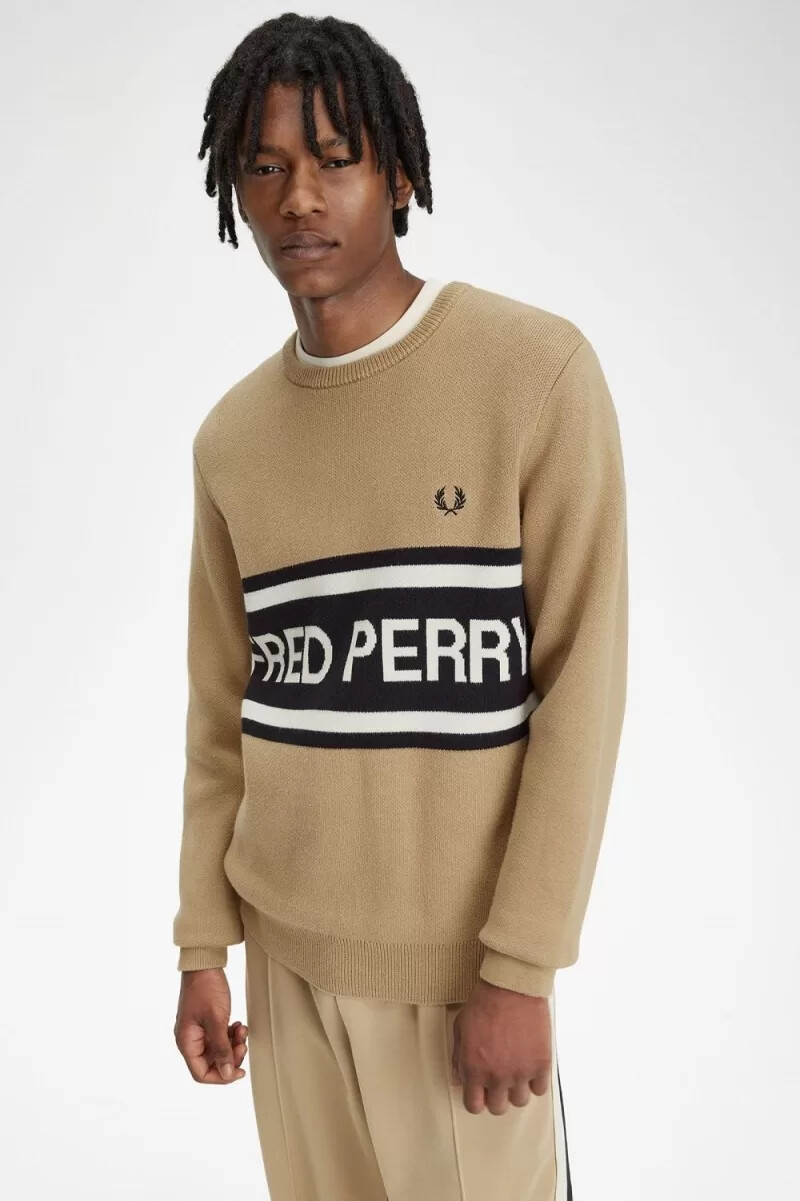 suéter gráfico fred perry para hombre verde