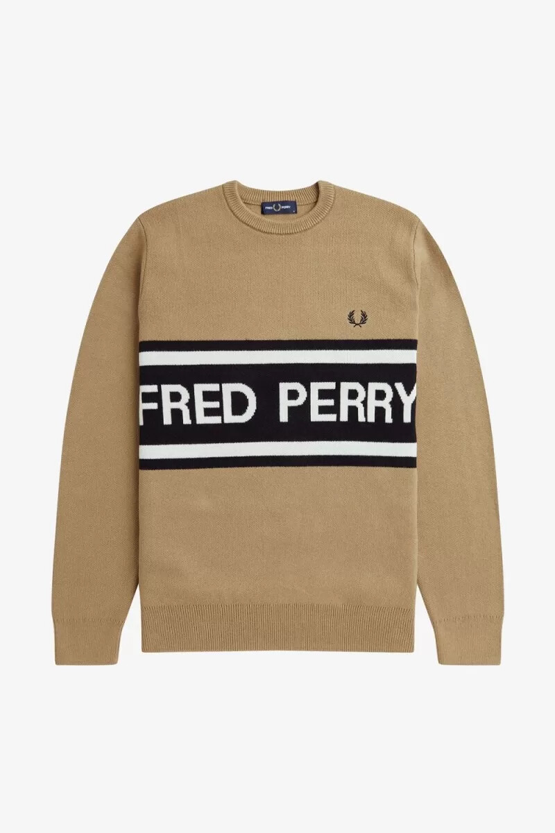 suéter gráfico fred perry para hombre verde