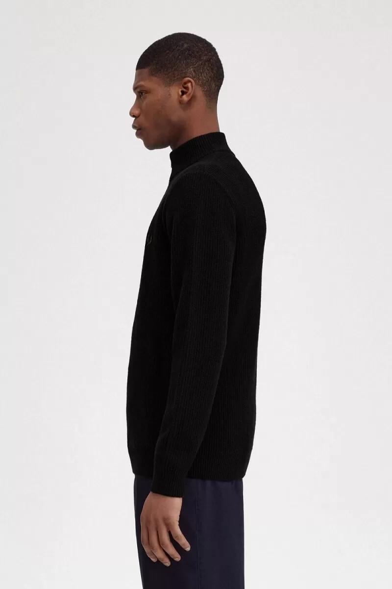 jersey fred perry texturizado con media cremallera para hombre color negro