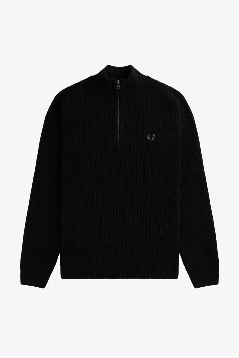 jersey fred perry texturizado con media cremallera para hombre color negro