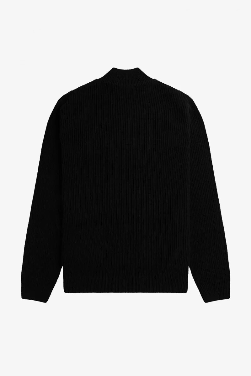 jersey fred perry texturizado con media cremallera para hombre color negro