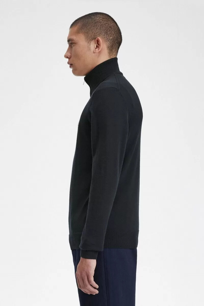 jersey clásico fred perry con media cremallera para hombre color negro