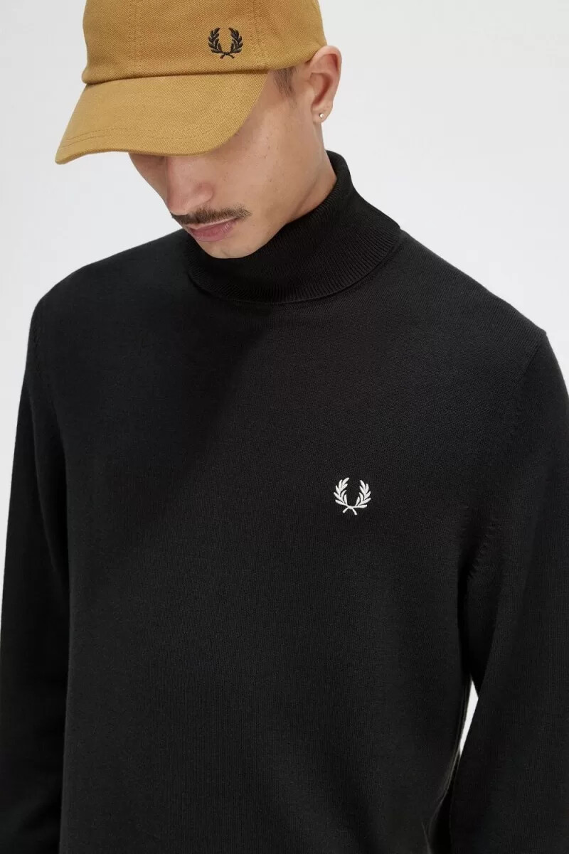 jersey fred perry de cuello alto para hombre verde noche