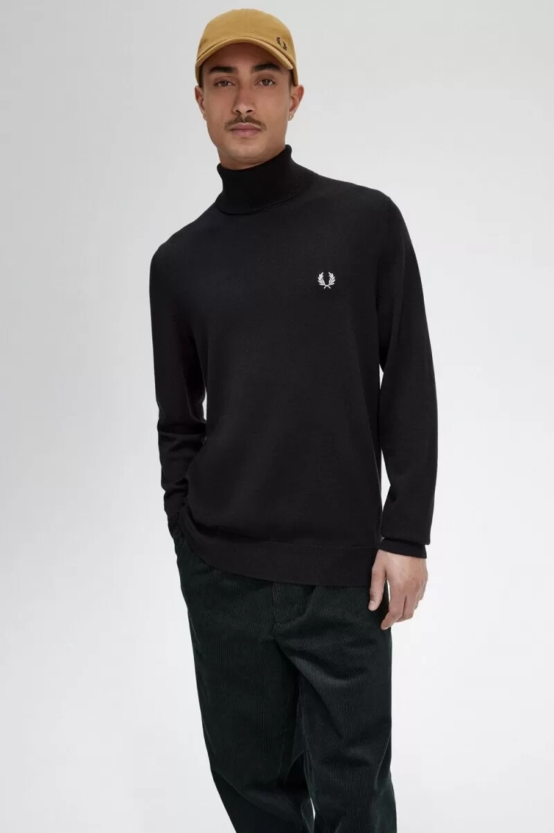 jersey fred perry de cuello alto para hombre verde noche