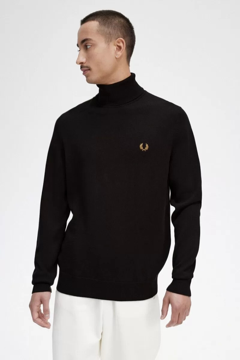 jersey fred perry de cuello alto para hombre azul marino