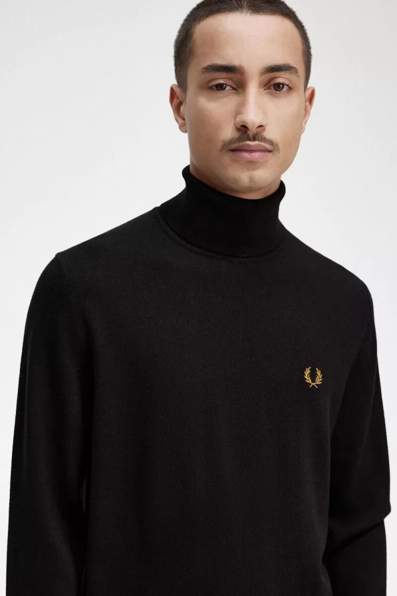 jersey fred perry de cuello alto para hombre azul marino