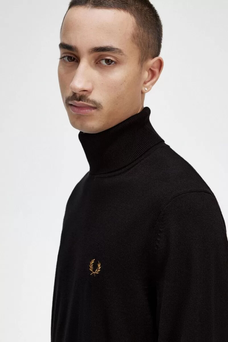 jersey fred perry de cuello alto para hombre azul marino