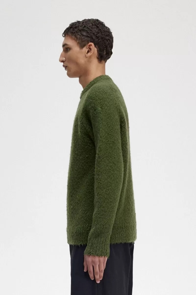 jersey de punto texturizado fred perry para hombre en verde cebollino