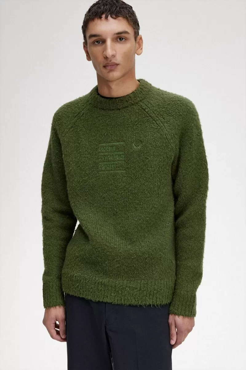 jersey de punto texturizado fred perry para hombre en verde cebollino