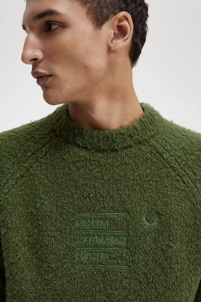 jersey de punto texturizado fred perry para hombre en verde cebollino