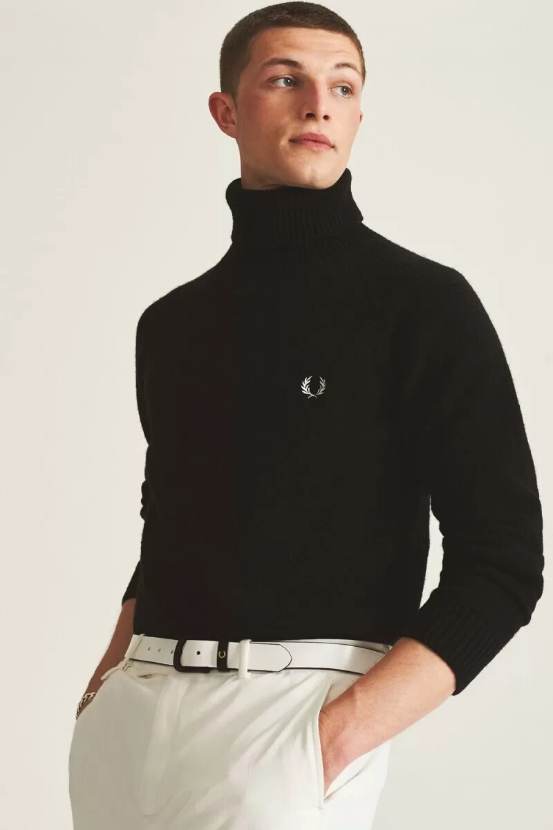jersey fred perry de cuello alto para hombre color negro