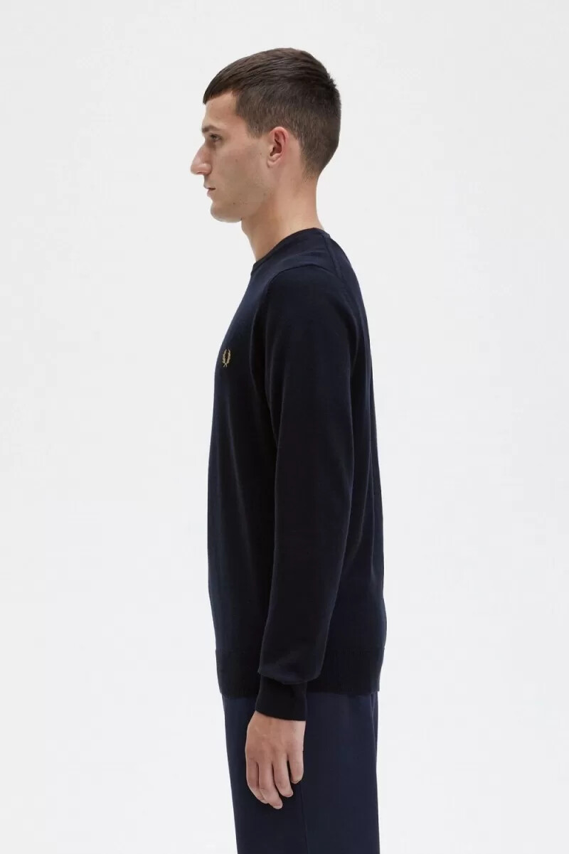 jersey clásico de cuello redondo fred perry para hombre azul marino