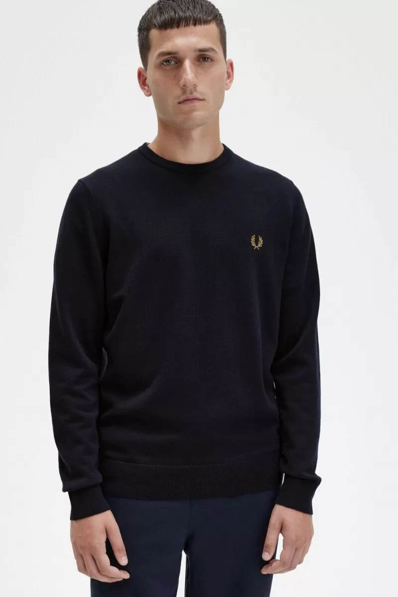 jersey clásico de cuello redondo fred perry para hombre azul marino