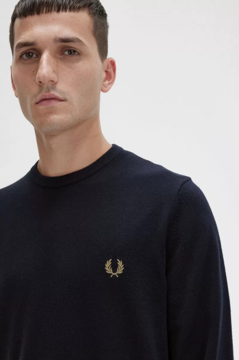 jersey clásico de cuello redondo fred perry para hombre azul marino