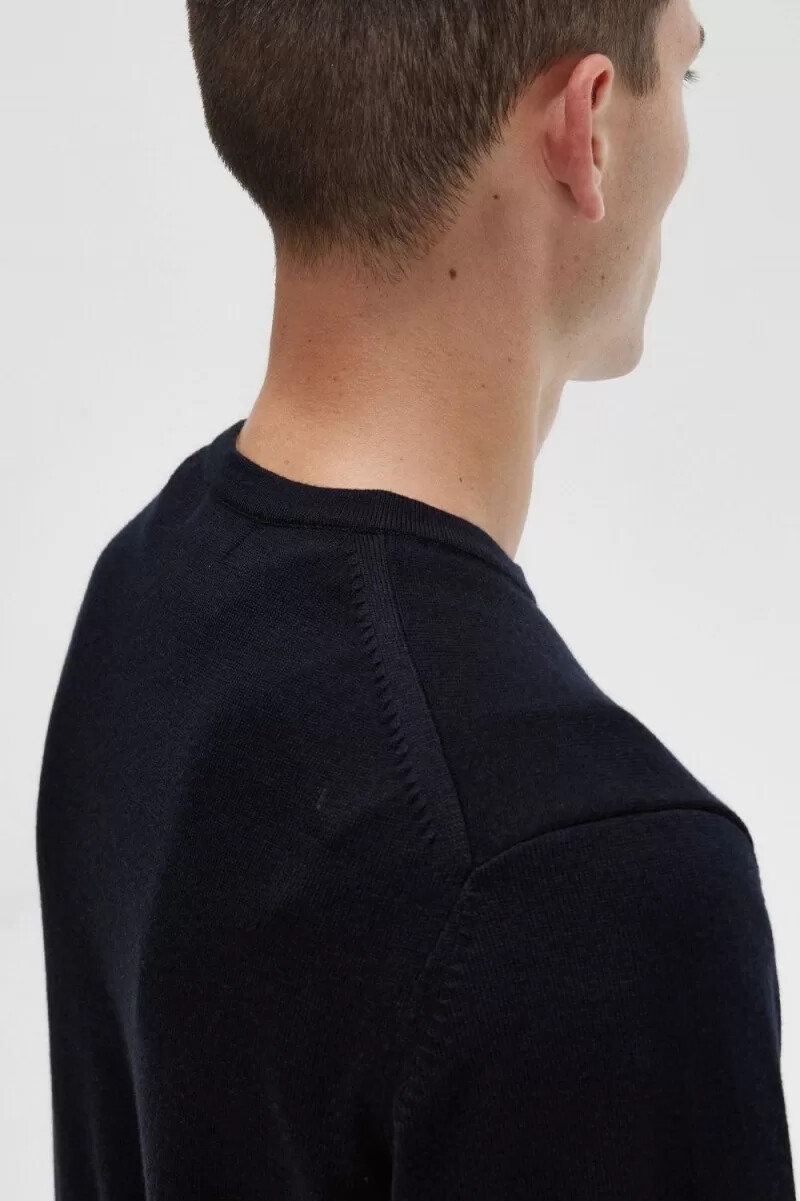 jersey clásico de cuello redondo fred perry para hombre azul marino